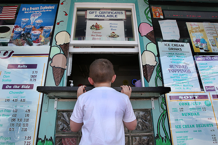 Sometimes the best part of soft serve on a hot summer day is in the anticipation. At Dairy Freeze, a quintessential New England ice cream stand, four year old Ryan of Milton waited with anticipation for his vanilla softserve.