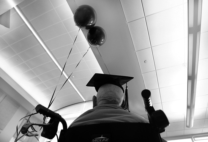 Beverly, MA., 03/04/13, One-hundred-and-six-year-old Fred Butler received his high school diploma he never got during his long life. Beverly's oldest living resident, a WWII vet who left school early to help his mother raise his five siblings was honored at the high school.