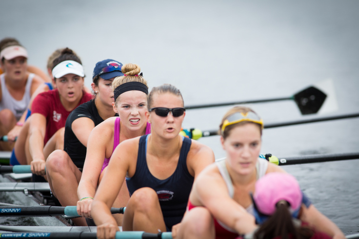 Radcliffe Women's Heavyweight Crew Roster last practice on water before the Head of the Charles Regatta 2014. By Ann Wang