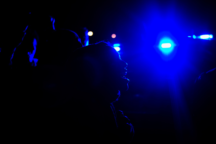 November 25, 2014 – A woman shouts at police officers in Boston, Mass., during a protest after the grand jury in Ferguson, Mo., decided not to indict Officer Wilson.