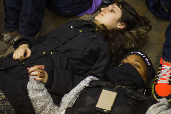 December 4, 2014 – Protestors lie on the ground in a “die-in” demonstration at Park Street station in Boston, Mass., after the grand jury in Staten Island, N.Y., decided not to indict Officer Wilson.