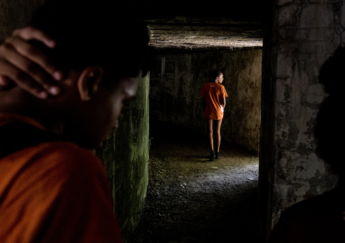 Campers at Camp Harbor View, a non-profit summer camp serving Boston's inner-city youth, explore the abandoned military forts on Long Island, Mass. on Aug. 12, 2016.